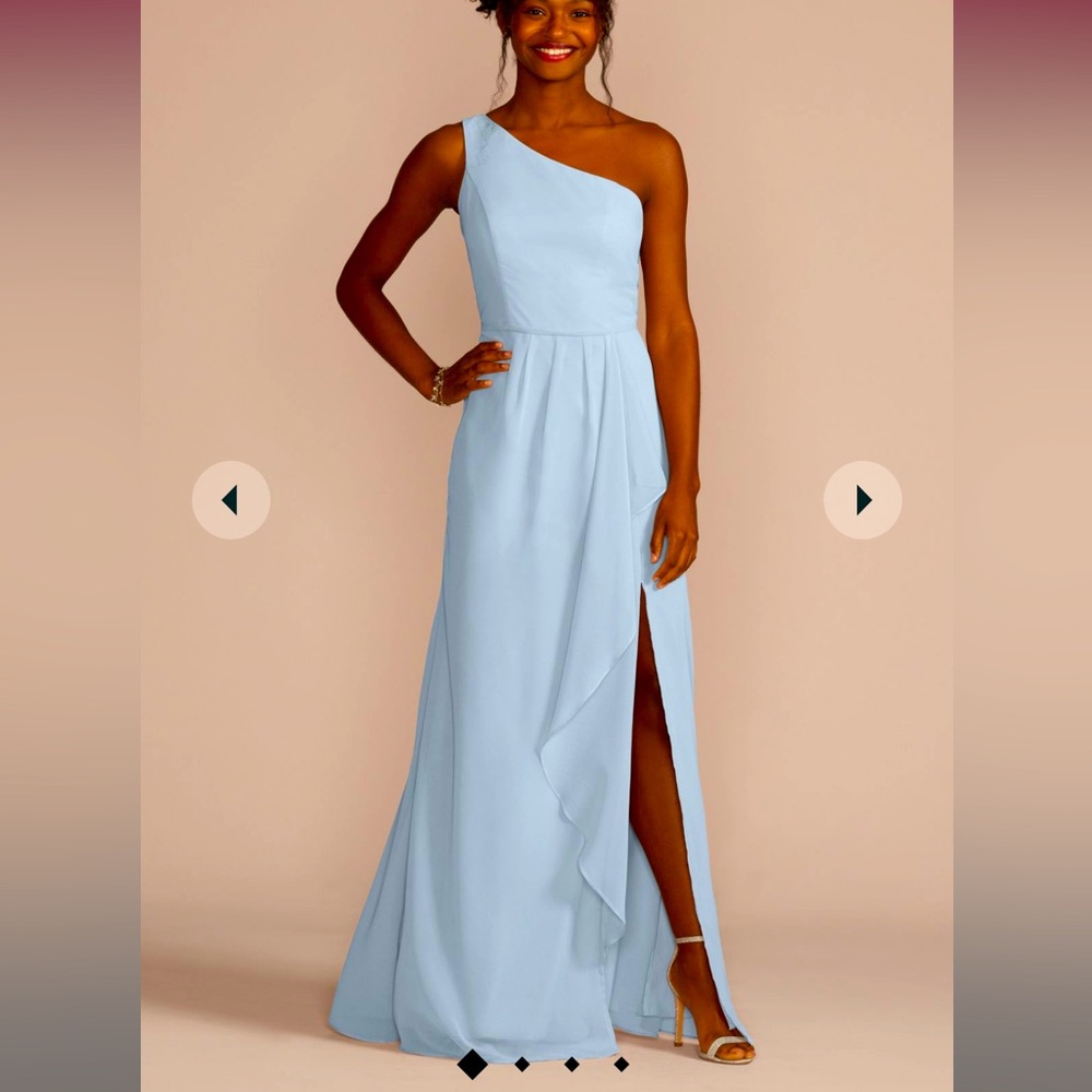 chiffon one-shoulder dress with cascade